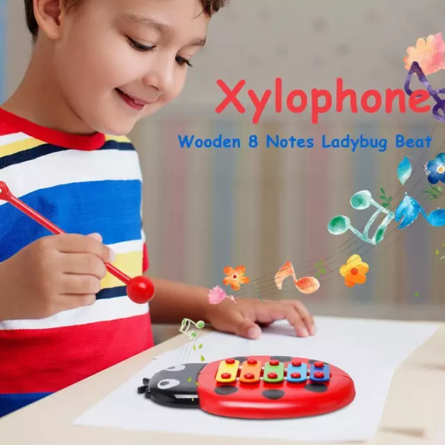 Ladybug Xylophone 8 Notes Educational Musical Toy Creative for Kids and Toddlers