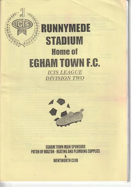 Egham Town v Wealdstone 18 Mar 1997 League Associate Trophy Football Programme