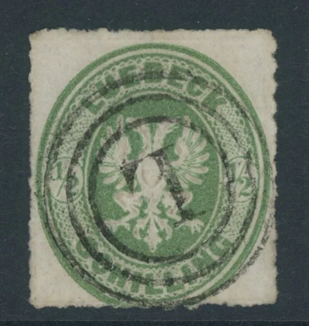Lübeck Mi. Nr. 8 A gestempelt 3-Ring „L“ LUXUS geprüft Engel BPP