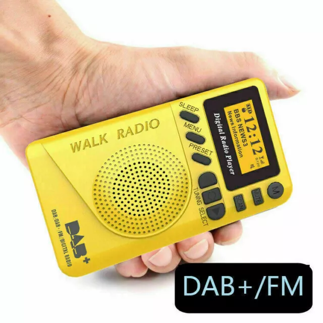 Portable Mini DAB DAB+ FM Digital Radio Pocket MP3 Player Alarm Clock LED Screen