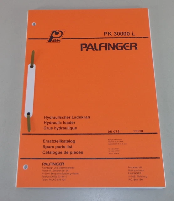 PARTS CATALOG / Spare Parts List Palfinger Cranes PK 30000 L Stand 01/
