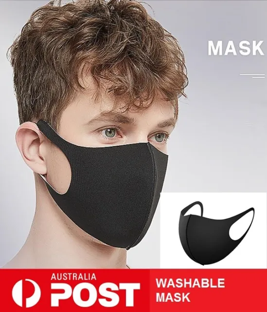 Washable Unisex Face Mask Mouth Masks Protective Reusable Black Breathable