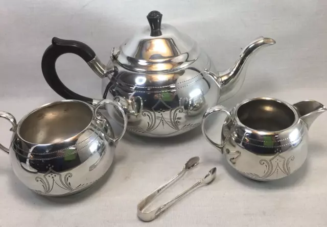 EPNS Vintage Edwardian Tea Set in super condition silver plate chased english