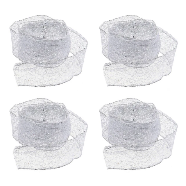 2x Weihnachten Bogen Band Handwerk Verdrahtete Band Mesh Band Handwerk 4