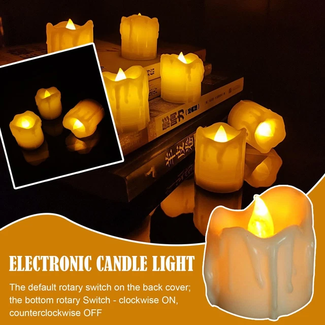 24X Velas de cera sin llama LED parpadeantes de batería | Pilar ChristmF4 L5C4