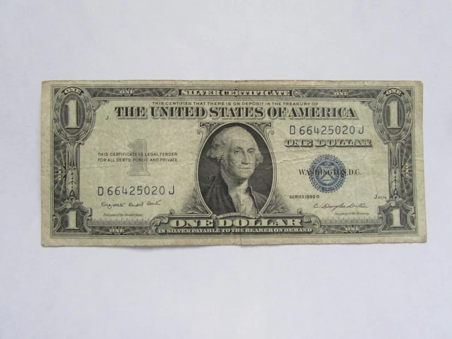 **RARE** 1935-G  **WITH MOTTO** $1 Dollar Blue Seal Silver Certificate