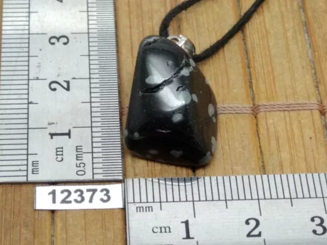 Pendentif OBSIDIENNE FLOCON DE NEIGE + cordon reglable mineraux pierre reiki