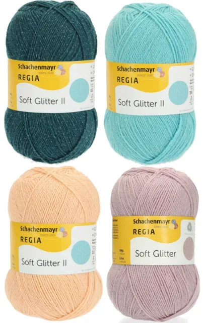 (89,90€/1kg) Regia Soft Glitter 👣 Sockenwolle 4fach Socken stricken 4fädig
