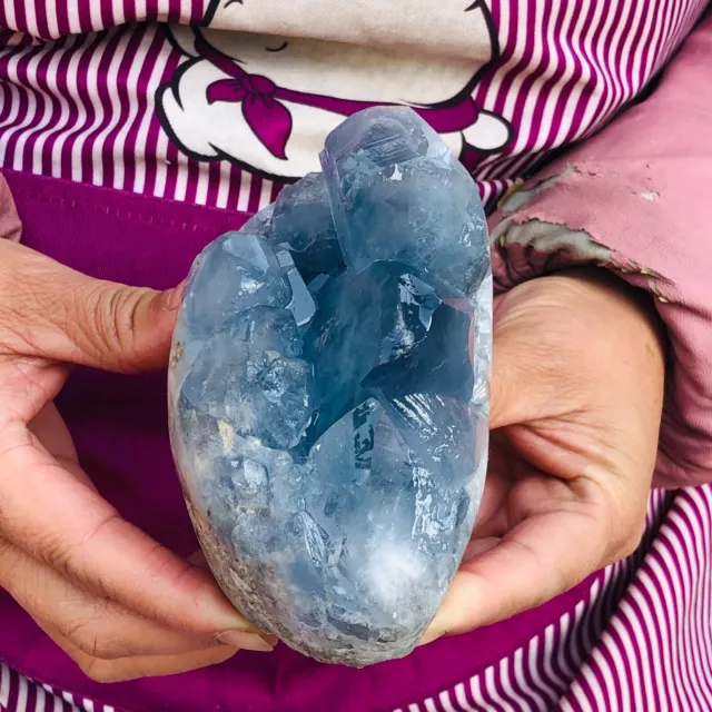 2.64LB Natural Beautiful Blue Celestite Crystal Geode Cave Mineral Specimen 687
