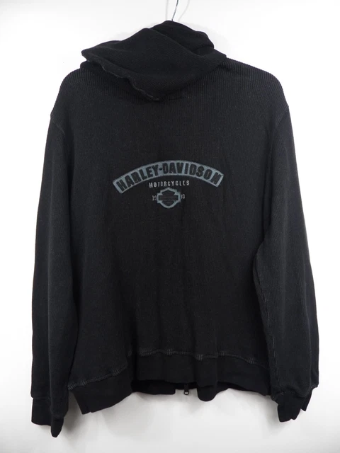 Harley Davidson Motorcycle Women 1W Plus Full Zip Hoodie Sweater Black Grey Logo