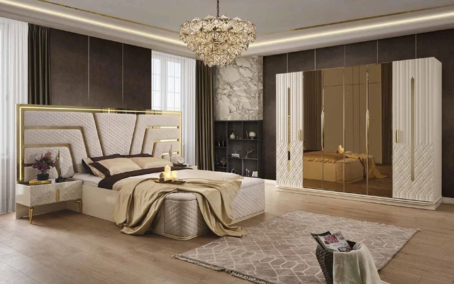 Dormitorio Cama Diseño Camas Lujo Mesitas de noche Armario Inmediato