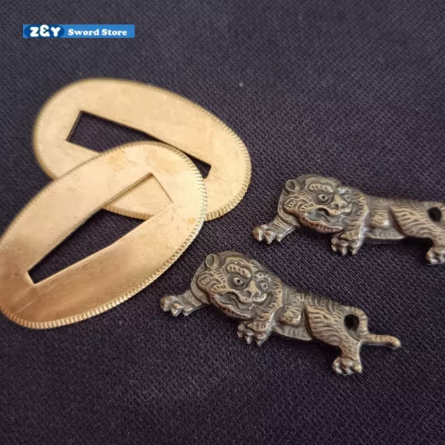 Tiger Menuki+Brass Seppa for Japanese Katana Wakizashi Tanto Sword Part Fittings