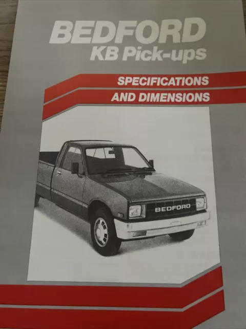 The Bedford KB Pick Ups Range Car Sales Info Brochure Frameable 1984