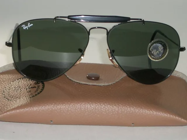 58mm B&L ray ban L9500 Negro Envolvente G15 OUTDOORSMAN Aviador Sol Nuevo