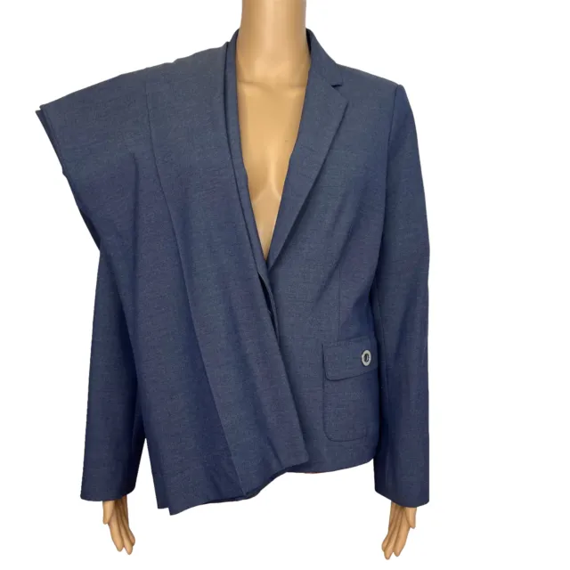 CALVIN KLEIN 2PC Blue Polyester Viscose Stretch Business Pant Suit Size 10