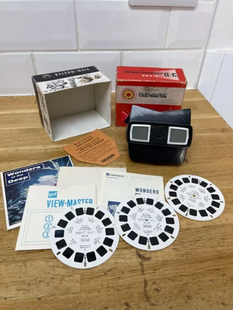 Vintage View Master 3D Viewer Boxed Black Bakelite #1152 Wonders of the Deep