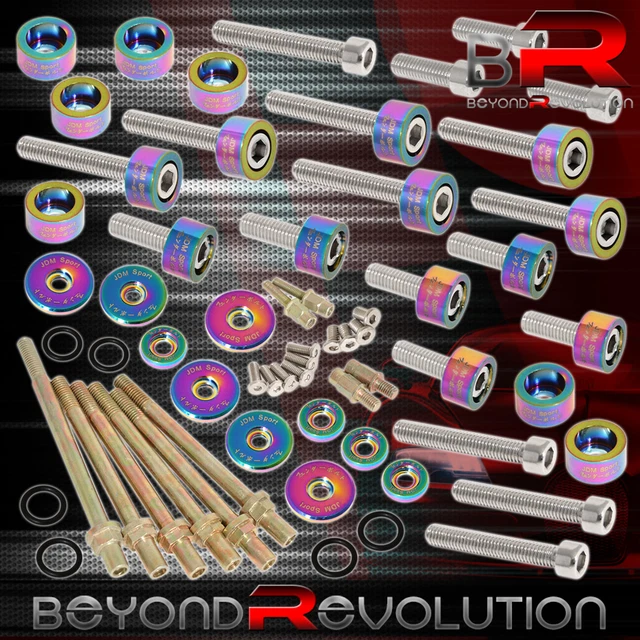 For Honda K-Series JDM Engine Cup/Header/Cam Cap/Valve Washer+Bolt Neo Chrome