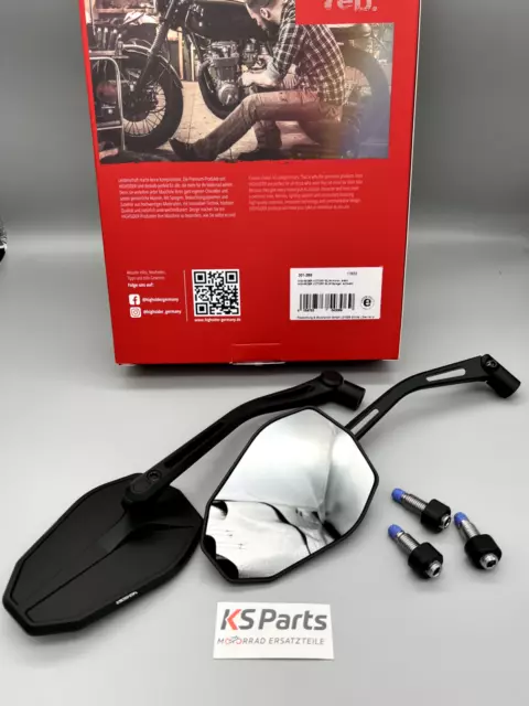 HIGHSIDER Victory-Slim Motorrad Lenkerendenspiegel, schwarz matt,  E-geprüft; 1 Stück (Kurze Version) : : Auto & Motorrad