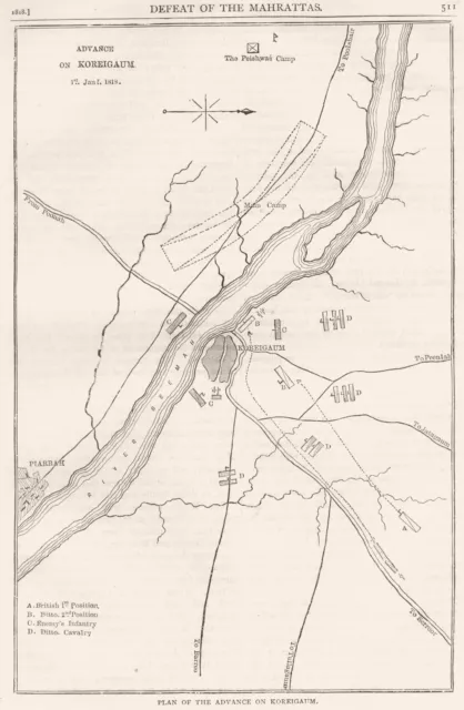 INDIA. Plan of the Advance on Koreigaum c1880 old antique map chart