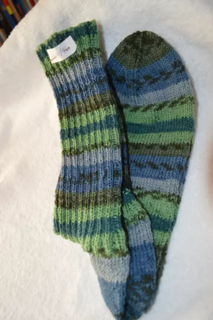 "Nie mehr kalte Füße" Handgestrickte Socken,  Gr. 45/46, Wollsocken
