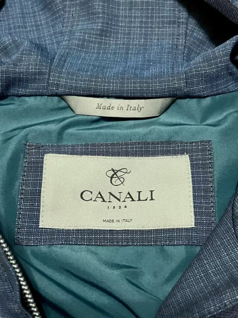 NWT CANALI 1934 - 52(EU)/42 - Blue Check Wool IMPECCABILE Hooded ZipUp Vest $825 3