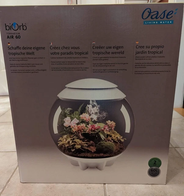BIORB AIR 60L White TERRARIUM TANK LED LIGHTING HEATED TROPICAL PLANTS REPTILE