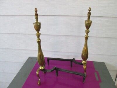 Antique BRASS ANDIRONS - 24 in. Tall - Federal Style - 1 Pair NICE LQQK!!