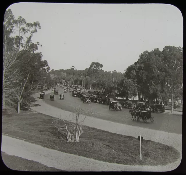 Glass Magic Lantern Slide PALERMO PARK BUENOS AIRES C1910 PHOTO ARGENTINA CARS