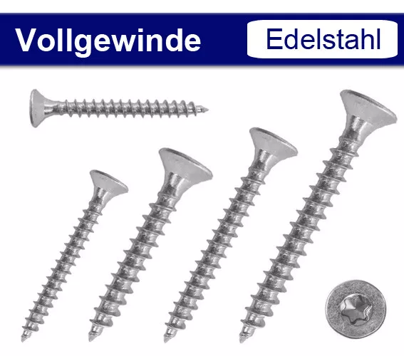 Spanplattenschrauben Vollgewinde Ø 3,0-6,0mm TORX Edelstahl V2A - Holzschrauben