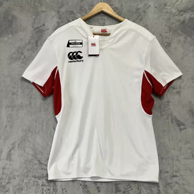Canterbury Quick Drying Vapodri Challenge Rugby Jersey White Red Size XL NWT
