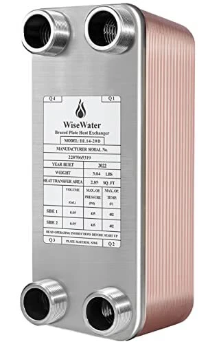 AB Plate Heat Exchanger 3"x8" 20 Plates Water To Water Heat Exchanger Copper/...