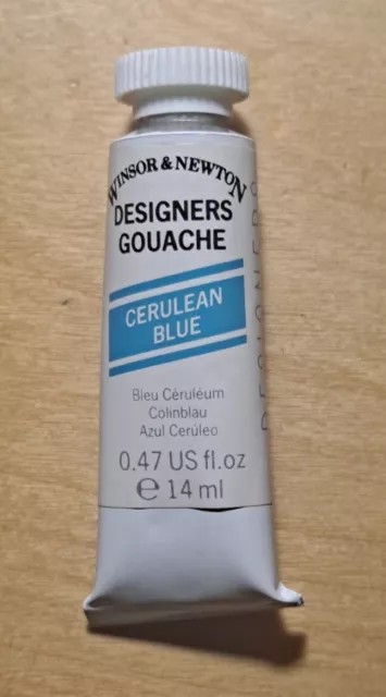 Vtg. 70s-80s Winsor&Newton Designers Gouache CERULEAN BLUE Series 4 14ml  New