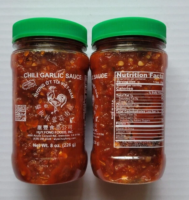 HUY FONG FOODS, Chili Garlic Sauce 8oz Pack of 2 Exp 02/2024 SEALED 29