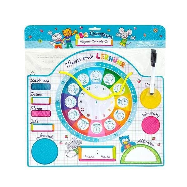 Trendhaus Lernuhr-Set magnetisch 51-teilig Einschulung Schule lernen Uhr Kinder