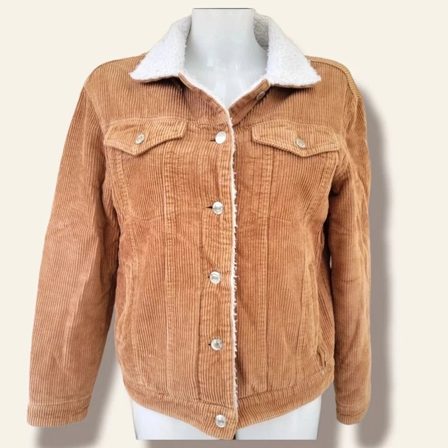 🌺 Belle veste blouson velours côtelé intérieur mouton blanc taille 34 36