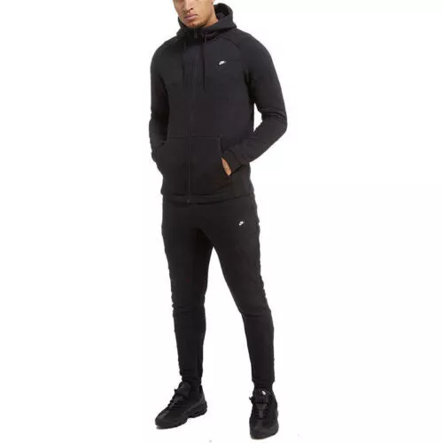 Nike Hommes Club Capuche Jogger Complet Survêtement Polaire Noir Ru Moderne