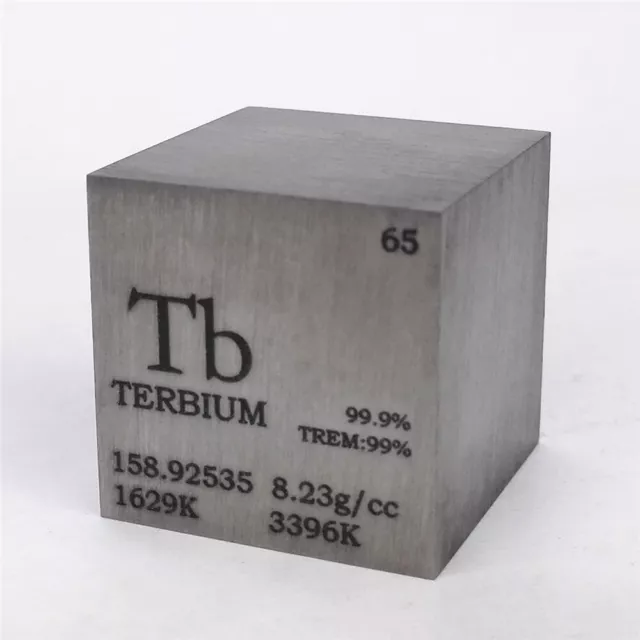 Terbium Metall 25.4mm Würfel 99.9% Markiert Periodensystem Lackiert