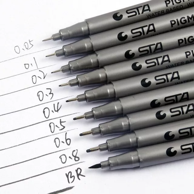 Sakura Pigma Micron 005 Black Pigment Ink 0.2mm Gundam Drawing Fine Line Pen  3X