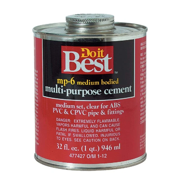 Do it Best 32 Oz. Medium Bodied Clear Multi Purpose Solvent Cement 018032 SIM