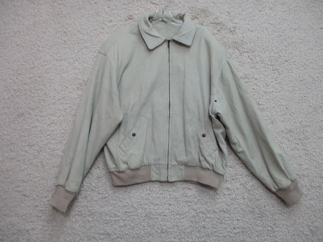 VINTAGE Timberland Weathergear Jacket Large Adult Gray Leather Full Zip Mens L
