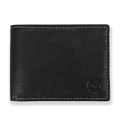 TIMBERLAND MEN'S GENUINE Leather Bifold Passcase Black Wallet $17.00 ...