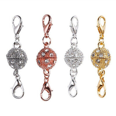 1/5Pcs Magnetic Lobster Clasps Hooks For Jewelry Making Rhinestone Ball Two Part