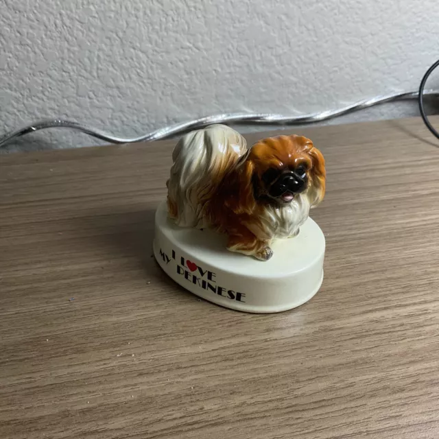 Vintage I Love My Pekinese Dog Figure George Good Porcelain Japan Pekingese