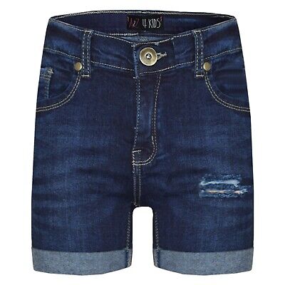 Kids Girls Shorts Denim Ripped Blue Chino Bermuda Jeans Short Half Pants 5-13 Yr