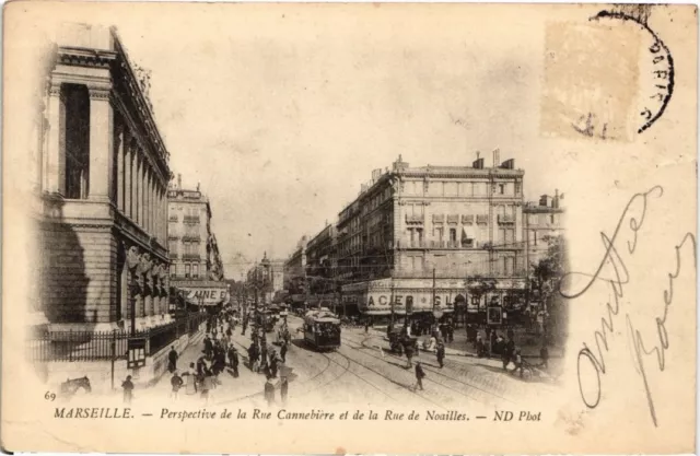 CPA MARSEILLE Perspective de la Rue Cannebiere et de la Rue de Noailles (68469)