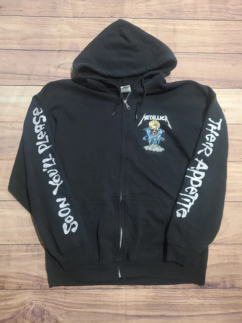 Metallica Zip Up Unisex Black Hoodie Soon You'll Please Their Appetite Jacket