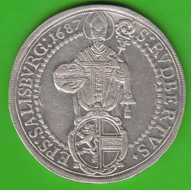 Münze Silber Taler Salzburg 1687 fast vz Johann Ernst von Thun nswleipzig