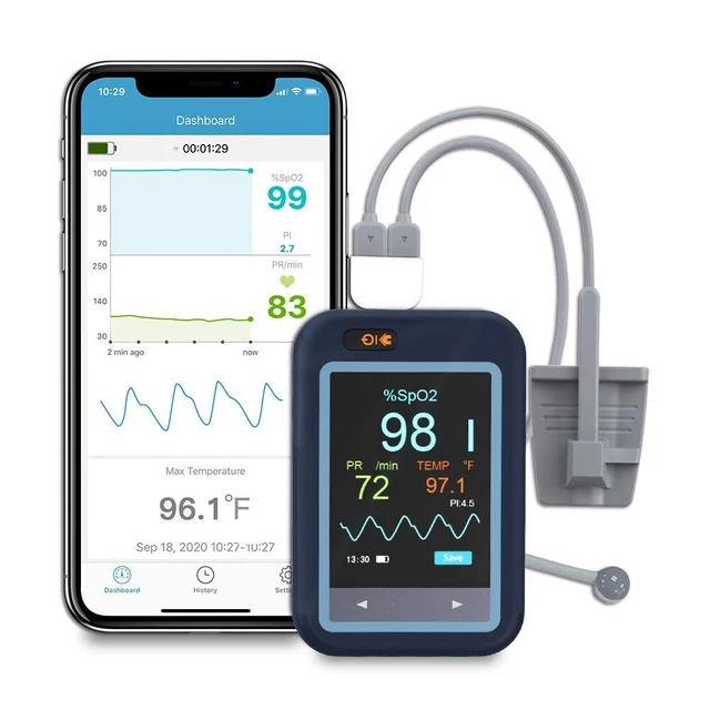 Monitor Wireless per Saturazione Ossigeno nel Sangue, Monitor Portatile Bluetoot