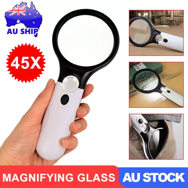 Magnifying Glass 30X Jumbo Handheld w/12 Bright LED Light