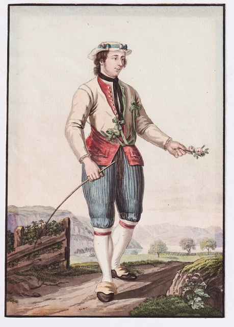 Samuel Gränicher Paysan Lucerne Lucerna Costumes Traje Típico Mechel Dibujo 1781